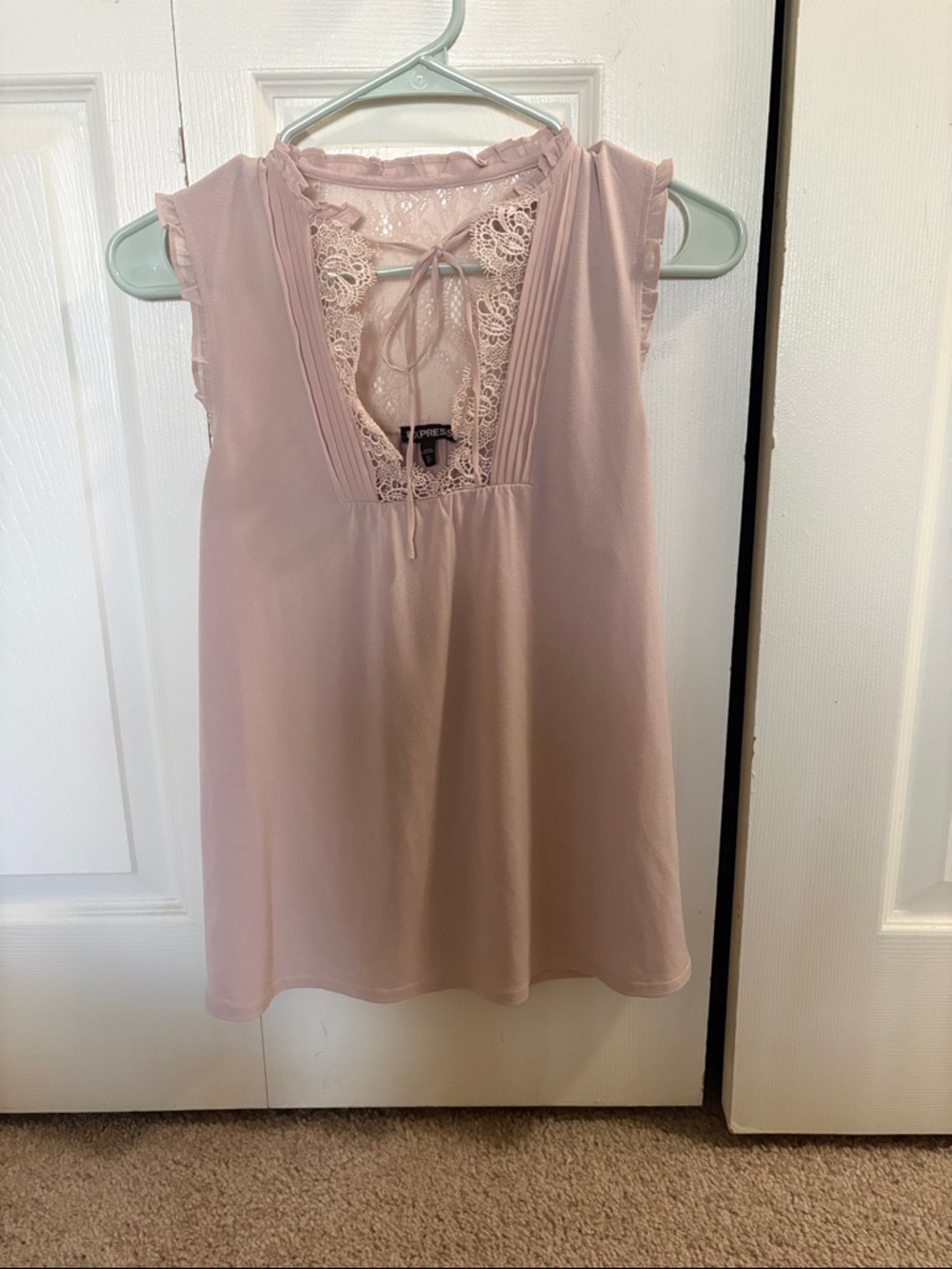 Express Pale Pink Lace-Back Chemise Tank